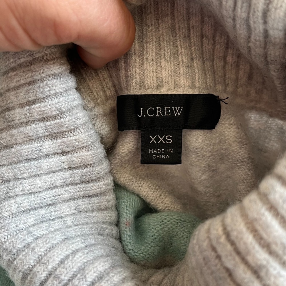 J Crew Sweater Merino Wool Alpaca Blend Oversized XXS Striped Preppy Y2K 16935 - Picture 5 of 10